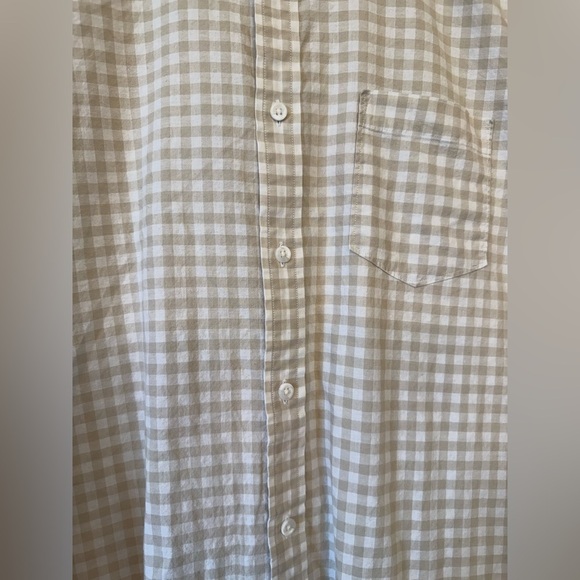 Nordstrom Men’s Button Down Linen Blend Dress Shirt Tan White Size Large Trim - Picture 5 of 7